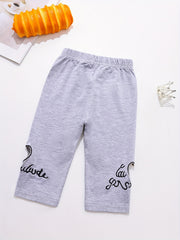 Girl's Heart Hollow Embroidered Cropped Pants Leggings