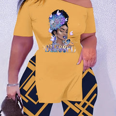 Blessed Print Two Piece Set T-shirt & Shorts Outfit