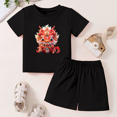 Toddler Cartoon Dragon T shirt & Shorts Set