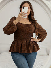 Leopard Print Peplum Shirt Top