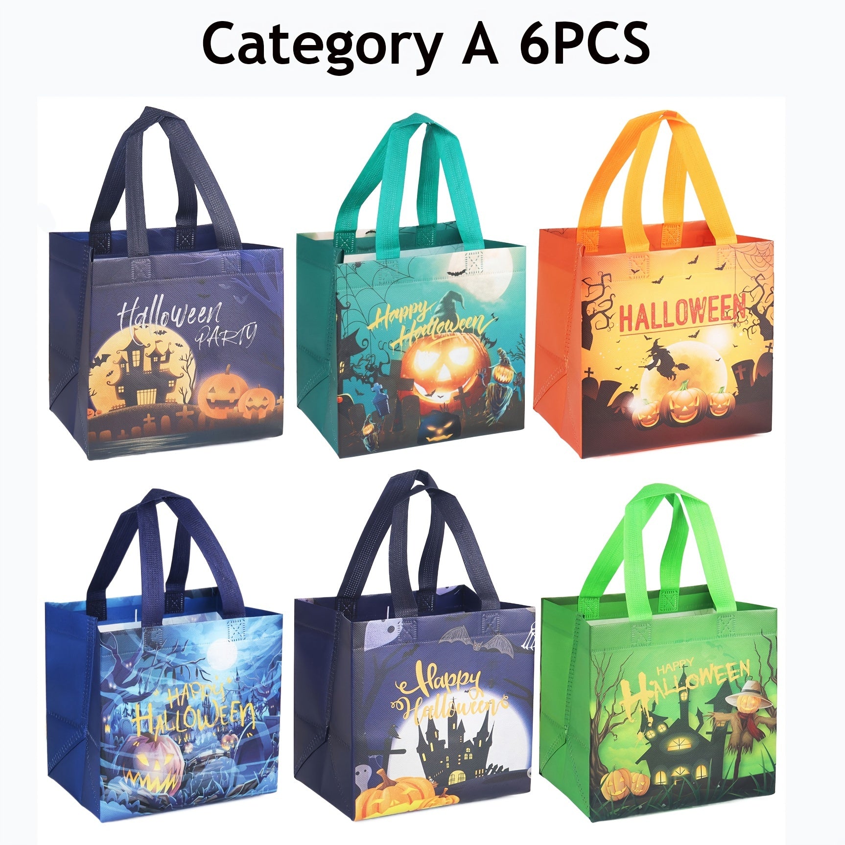 6pcs Halloween Bags Trick Or Treat Tote Gift Bags With Handles
