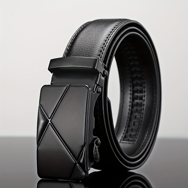 Men's Automatic Buckle Belt PU Leather Belt Business Suit 47in