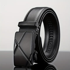 Men's Automatic Buckle Belt PU Leather Belt Business Suit 47in