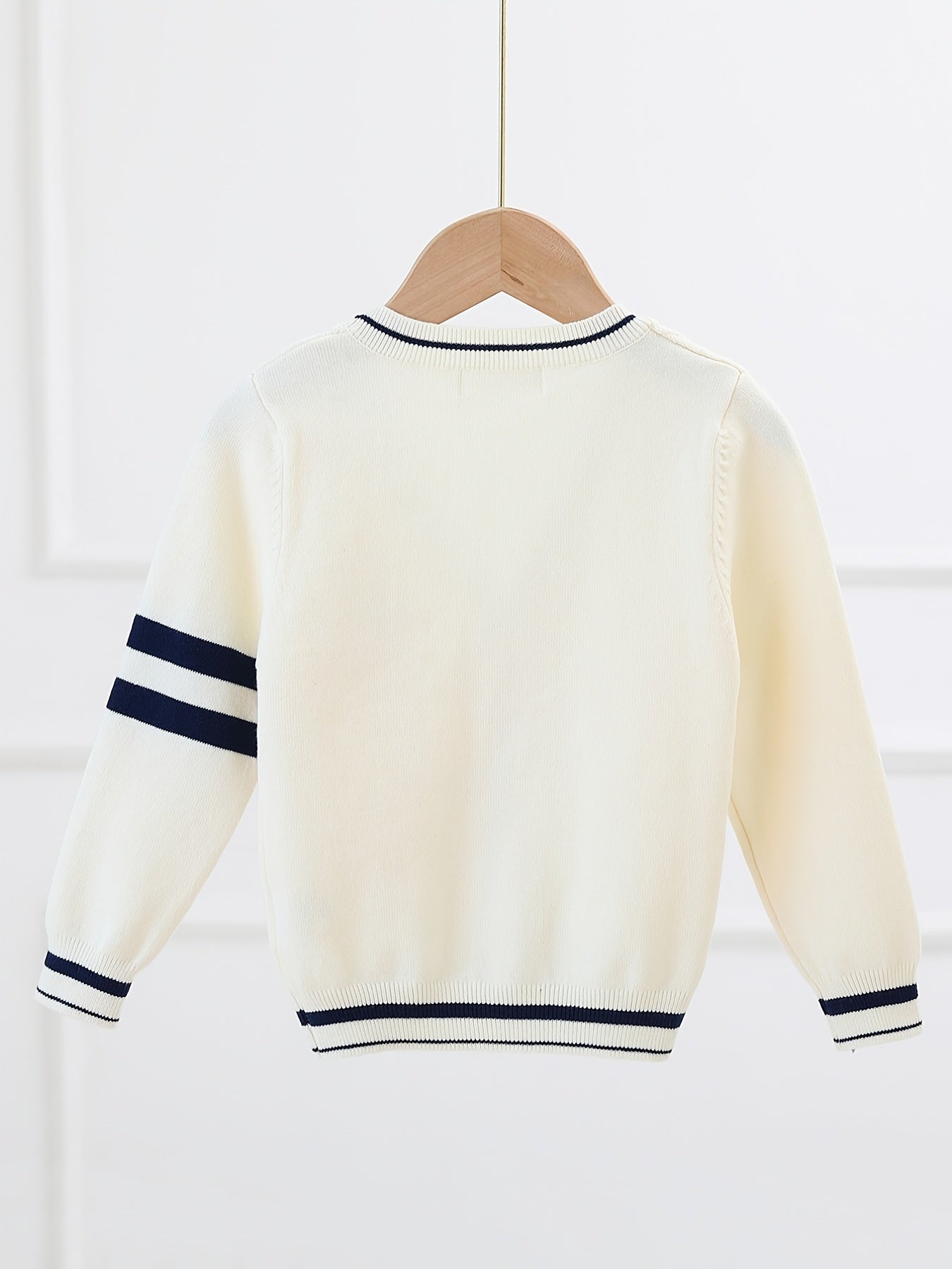 Boys Casual College Style Cardigan Sweater Crew Neck Tops
