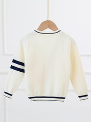 Boys Casual College Style Cardigan Sweater Crew Neck Tops