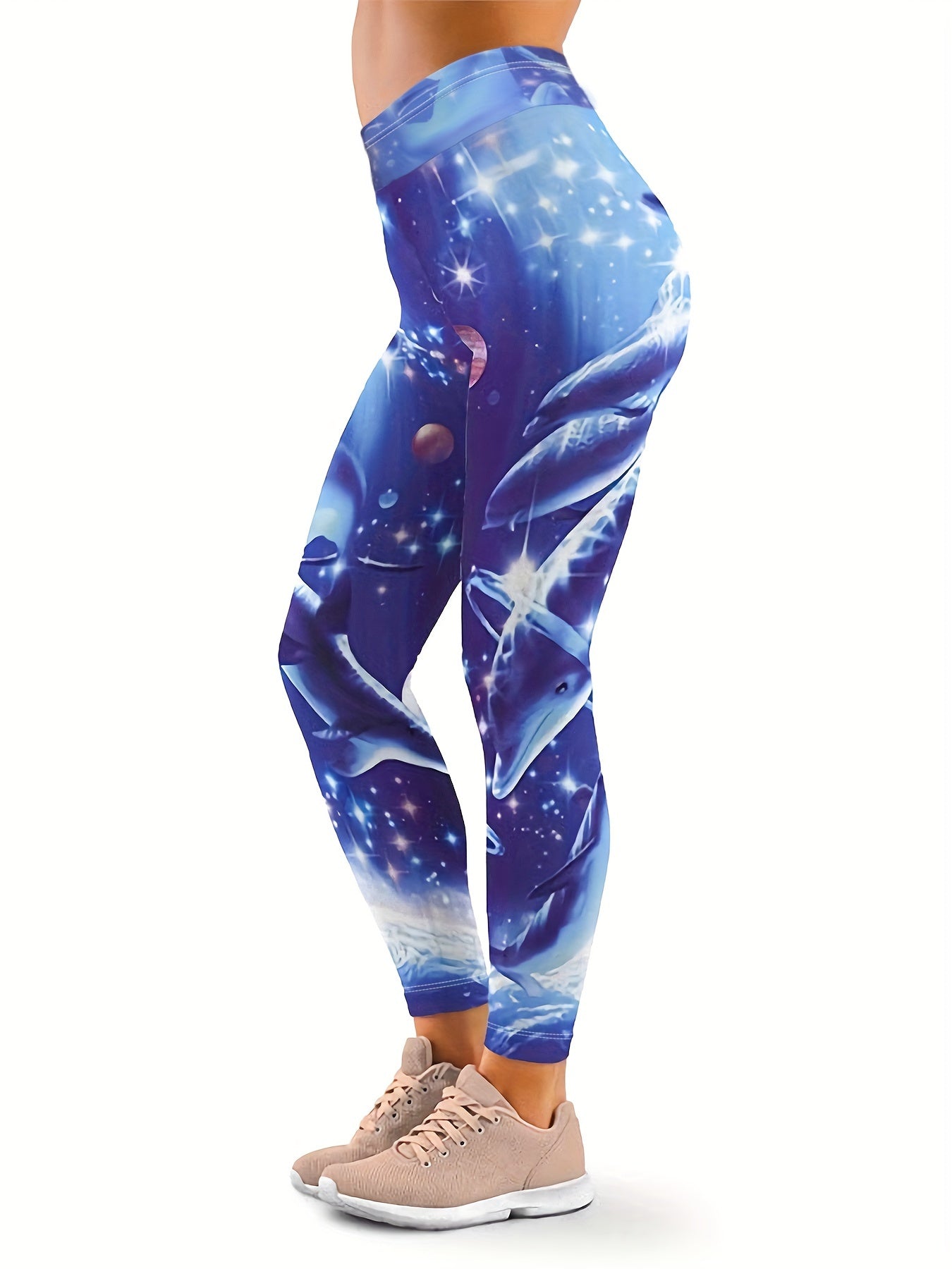 Women's Plus Glitter Dolphin Print Tank Top & Leggings Set