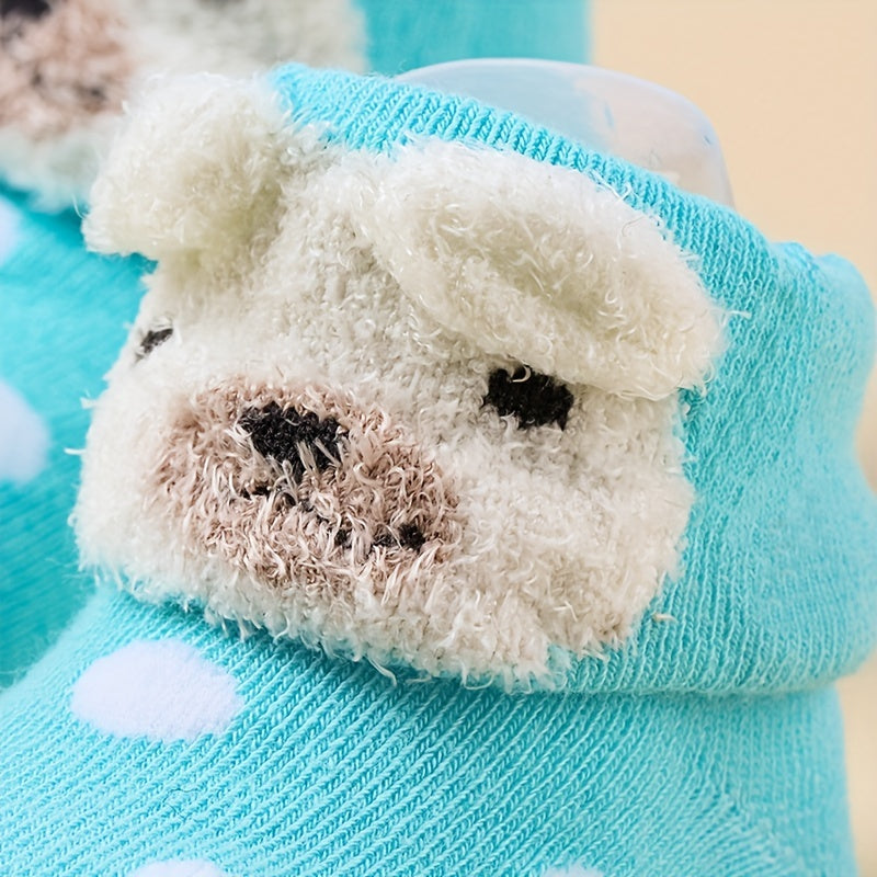 3 Pairs Baby Girls Cartoon Animal Non Slip Floor Socks