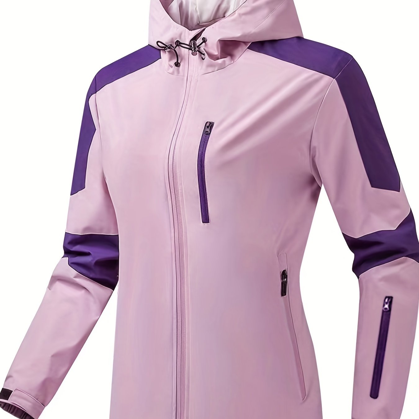 Women 2-Tone Outdoor Jacket Waterproof Casual with Zipper Pocket