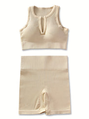 Ribbed Workout Set: Tank Top & Leggings for Women