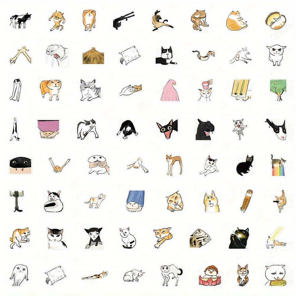 60pcs Funny Kitten Graffiti Stickers for Laptop Desk