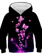 Kids Cartoon Butterfly 3D Print Hooded Sweatshirt Teen Stylish Hoodie
