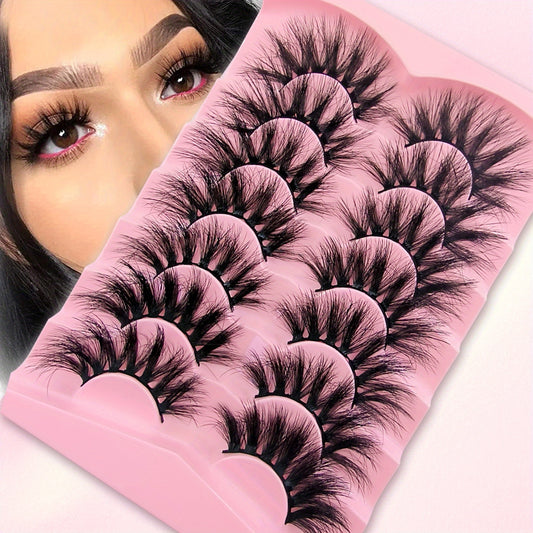7 Pairs Cat Eye Lashes Fluffy Thick Curling False Eyelashes Faux Mink