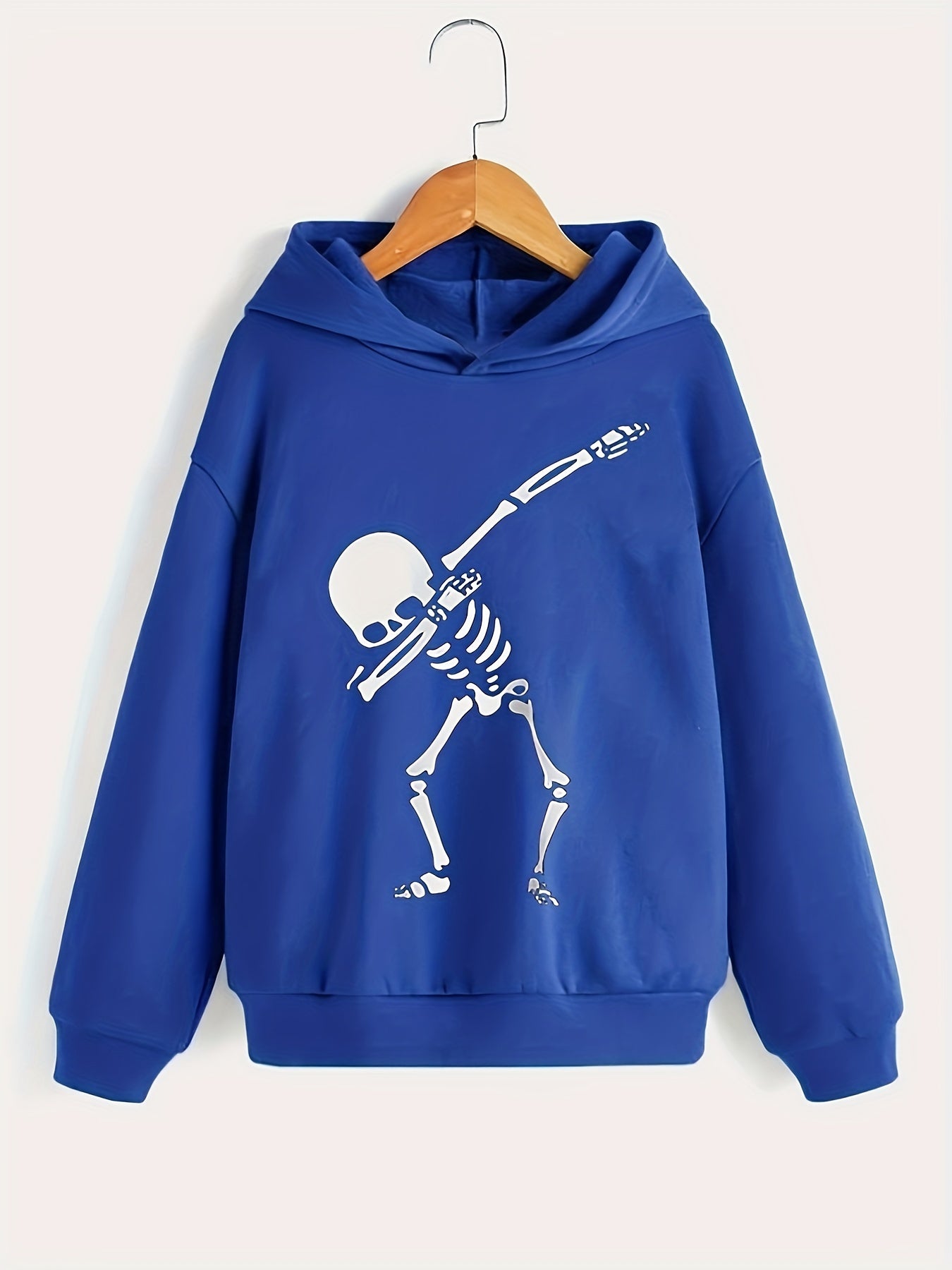 Funny Skeleton Dancing Print Boys Pullover Hooded Sweatshirt
