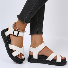 Women's Platform Sandals Ankle Buckle Strap Non Slip Casual Sandals