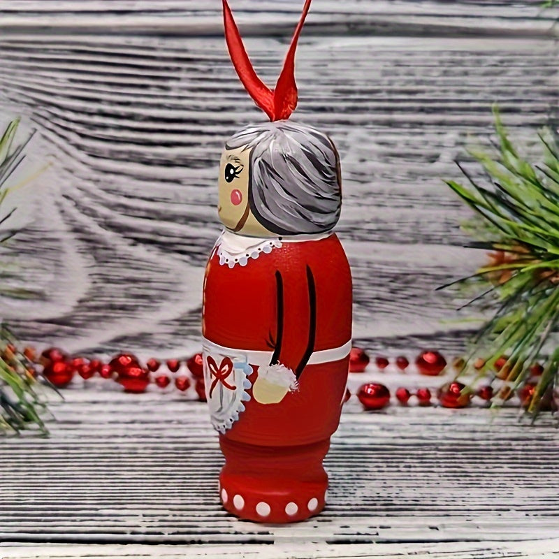 Funny Santa Claus Pendant Christmas Decorations Wooden Holiday Ornaments