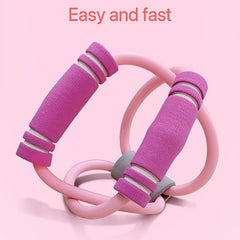 8 Shaped Stretch Machine Chest Expansion Fitness Belt Pink & Purple