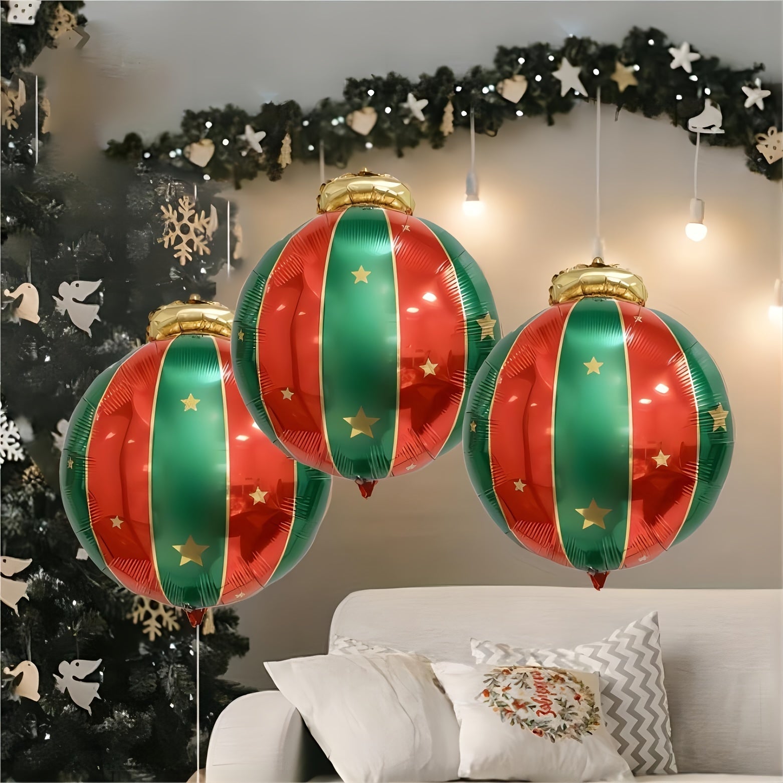3pcs 27in Christmas Hanging Ball Aluminum Film Balloon