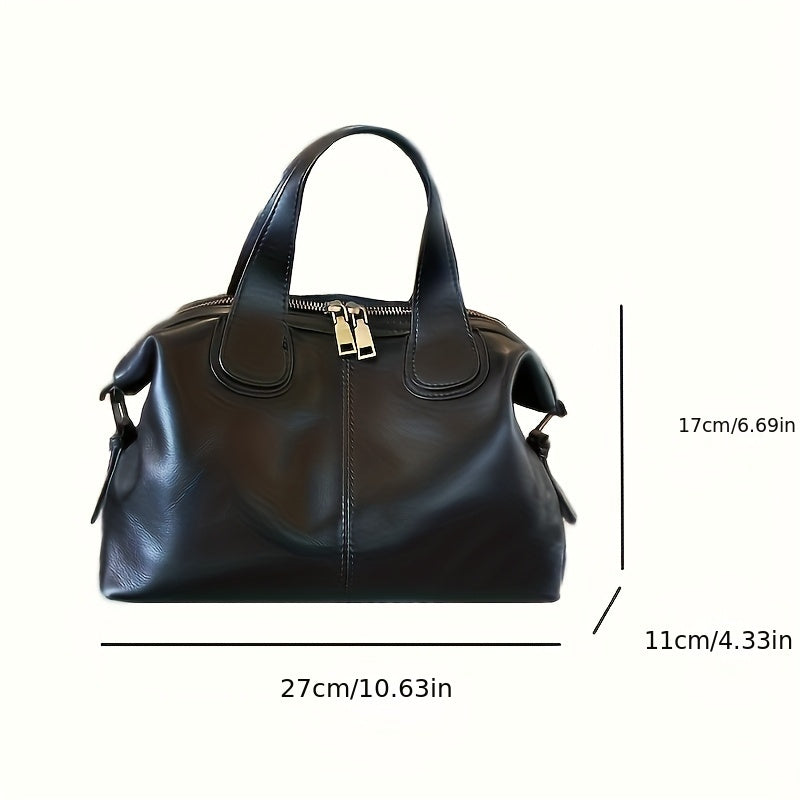 Convertible Shoulder Bag Detachable Strap Zipper Closure for Work