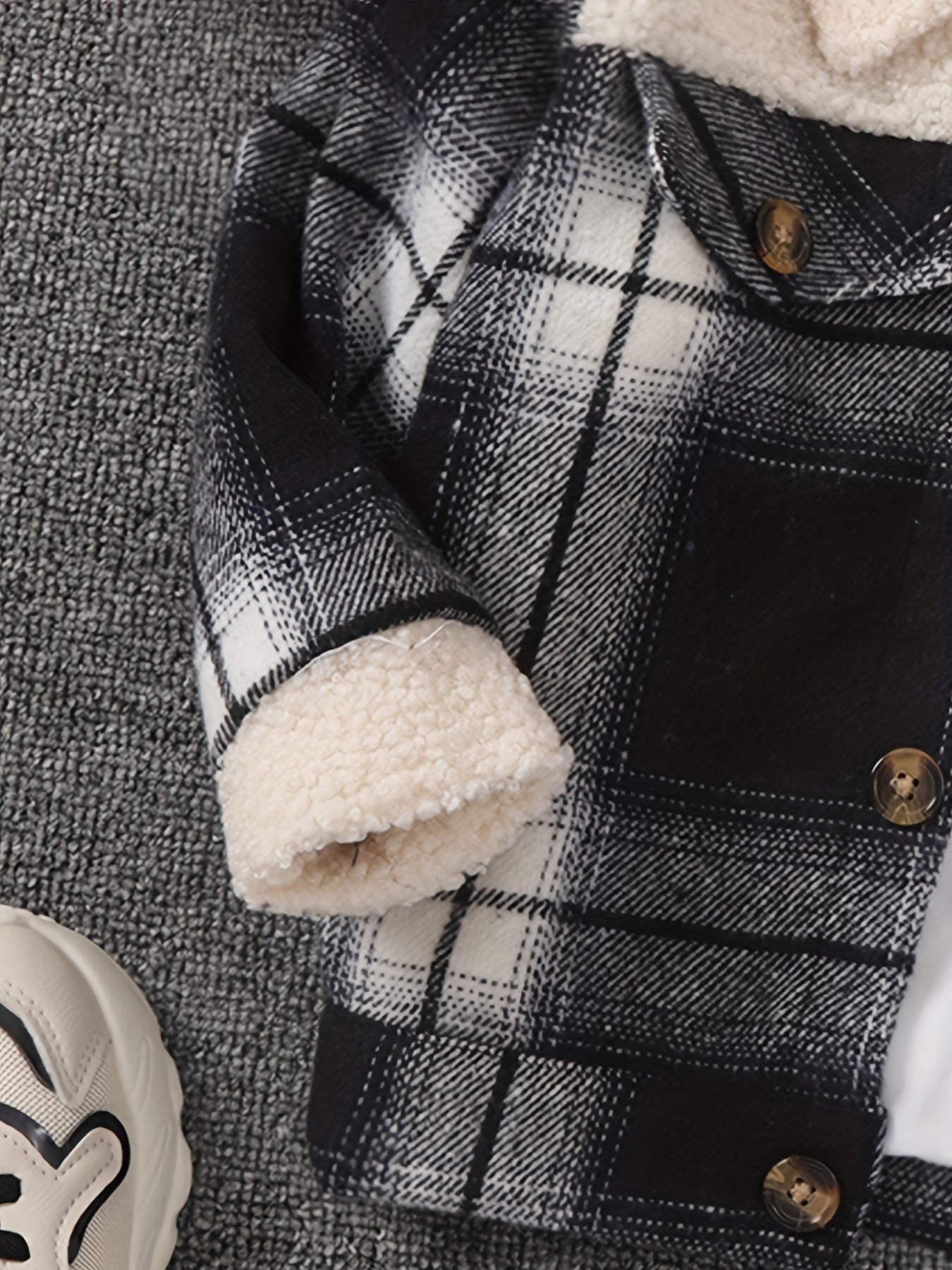 Toddler Boy Fleece Plaid Coat Autumn Outwear