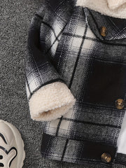 Toddler Boy Fleece Plaid Coat Autumn Outwear