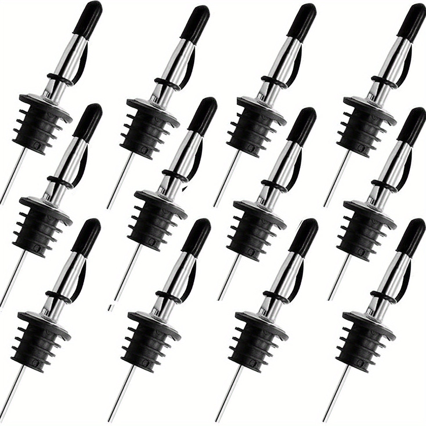 12pcs Pour Spout For Liquor Bottles Stainless Steel Tapered Speed Wine Pourers