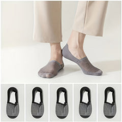 5 Pairs Men's Thin Mesh Invisible Boat Socks Breathable Cotton Blend
