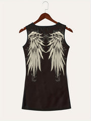 Gothic Tie Up Wings Tank Top Sexy V Neck Sleeveless Top