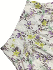 Floral Print High Rise Pleated Maxi Skirt