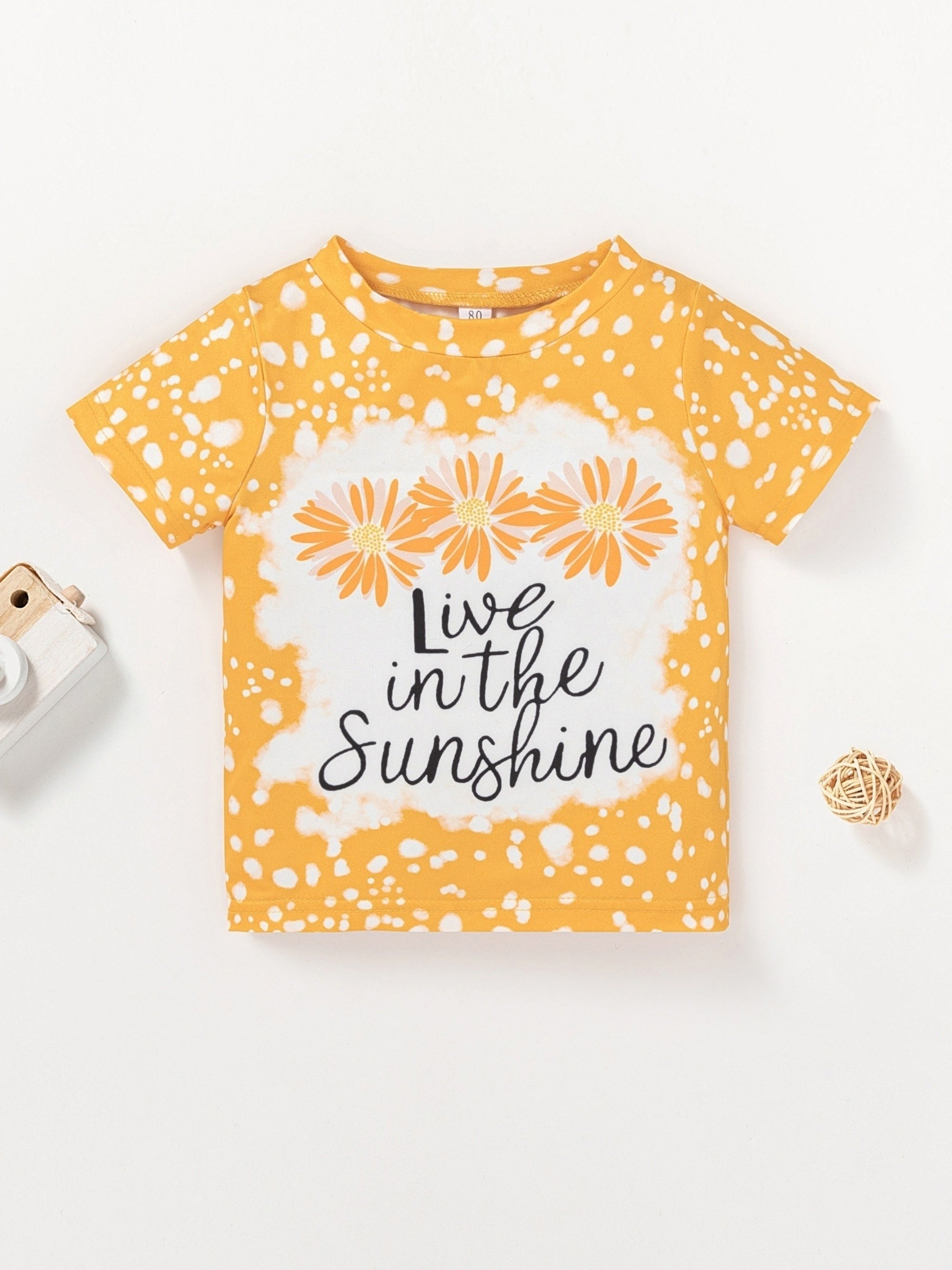Baby Girls Sunshine Polka Dot Sunflowers Cotton T shirt Tees Tops