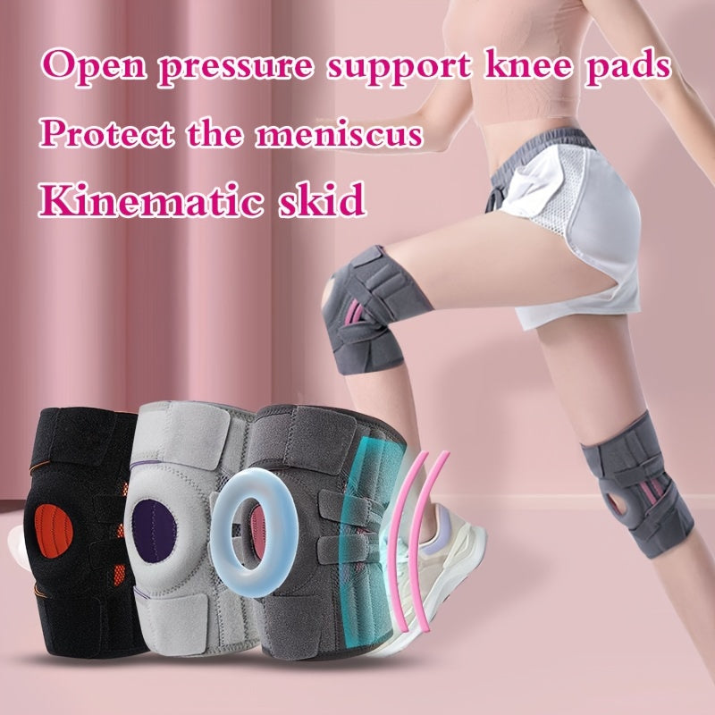 Knee Pad with Soft Silicone Openings for Patella Stabilization