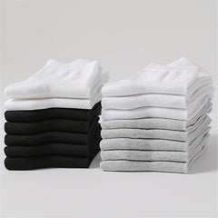 15 Pairs Solid Crew Socks for Women