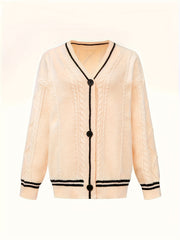 Women's Plus Star Print Cable Button Cardigan