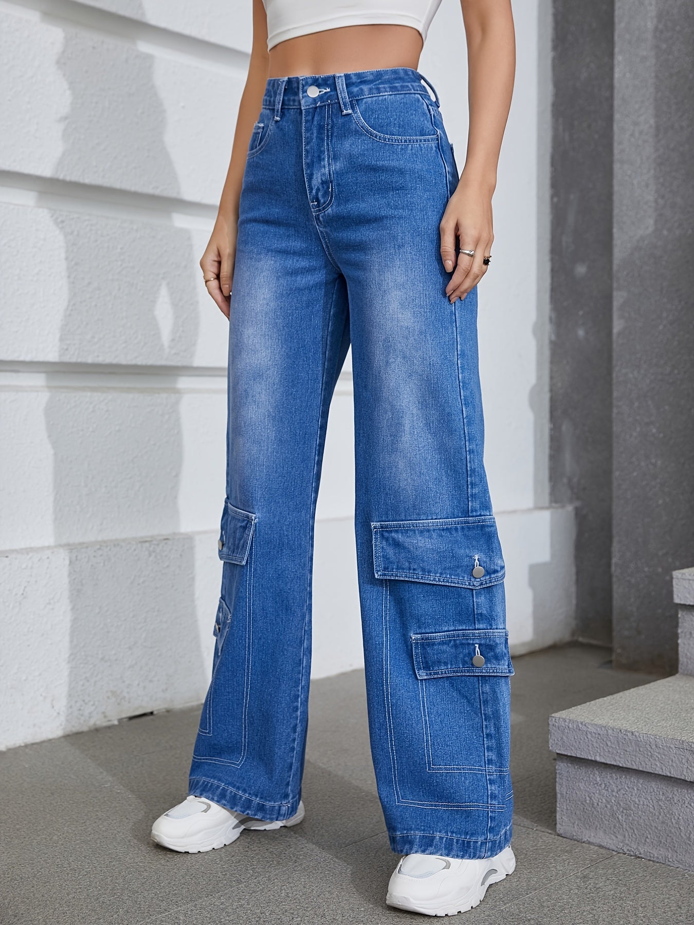 High Waist Wide Leg Jeans Casual Denim Pants