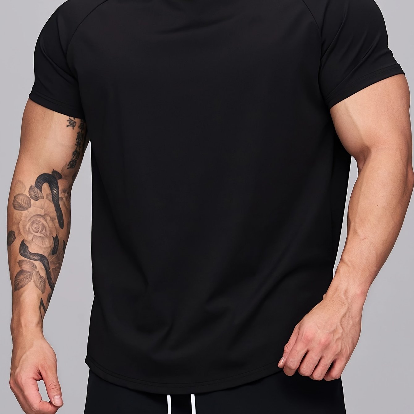 Men's Stretch Round Neck Tee Shirt Summer Casual Sports T-shirt