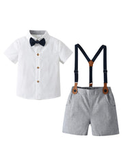 Boys Teen Casual Short Sleeve Gentleman Set Clothes For Summer