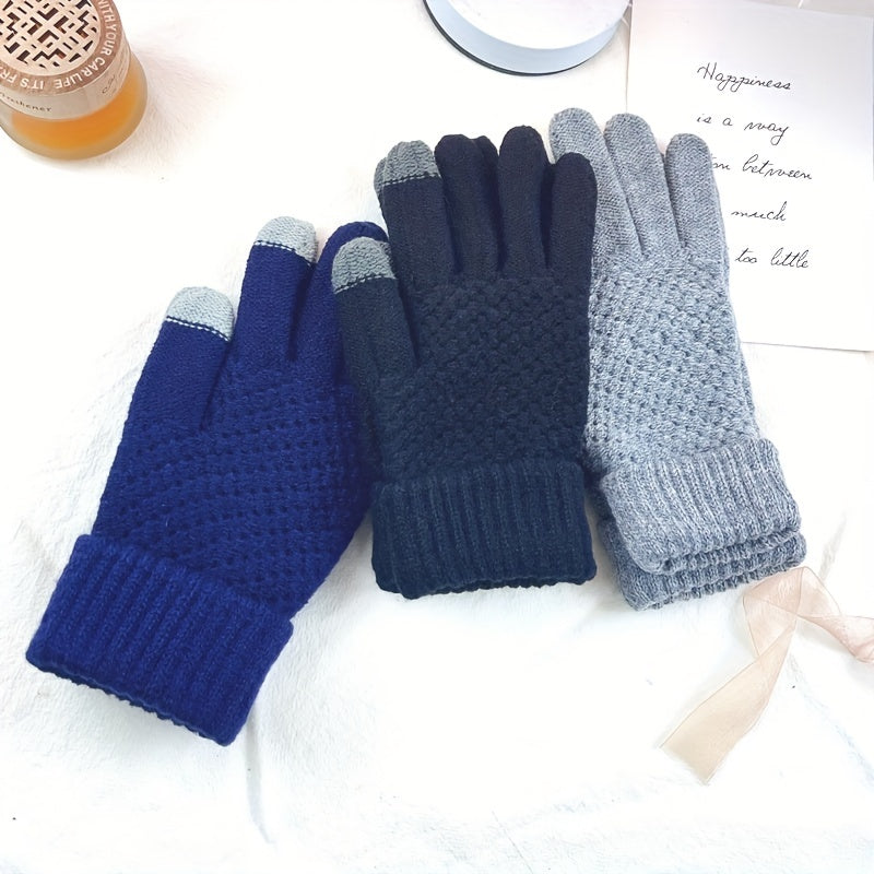 Adult Winter Knitted Gloves Unisex Warm Short Gloves for Women & Men
