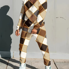 Block Print Men's 2Pc Outfit Sweatshirt & Sports Trousers Men's Casual Wear