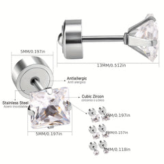 Girl's Zircon Princess Stud Earrings - Princess Style Jewelry