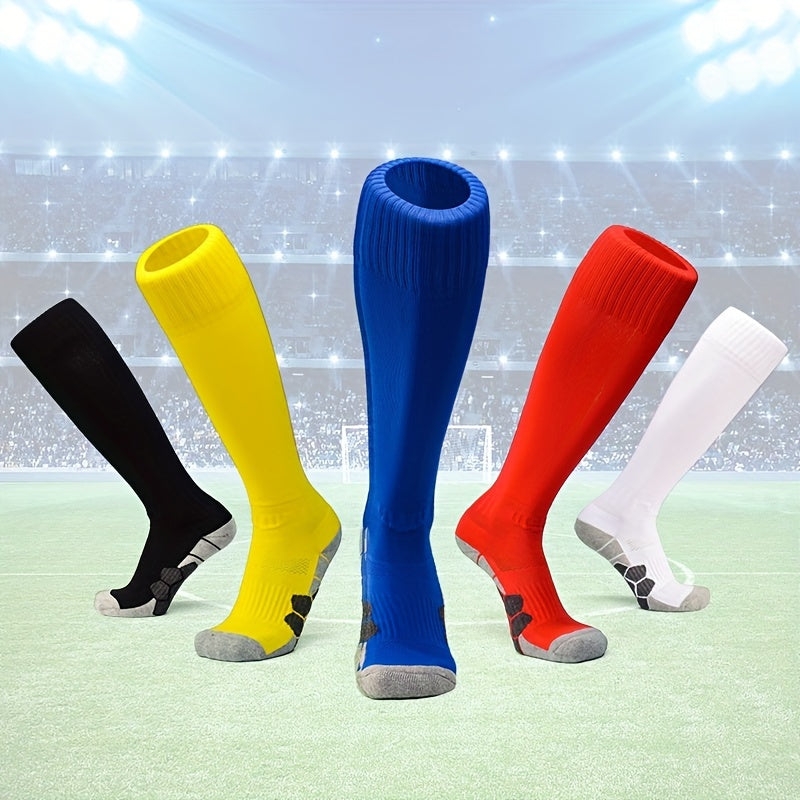 1 Pair Non-slip Nylon Football Socks, Solid Calf Socks