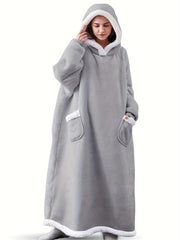 Hooded Fleece Lounge Robe with Pockets