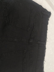 Punk Denim Shorts Halloween Eyelash Trim Cut Out Button Up