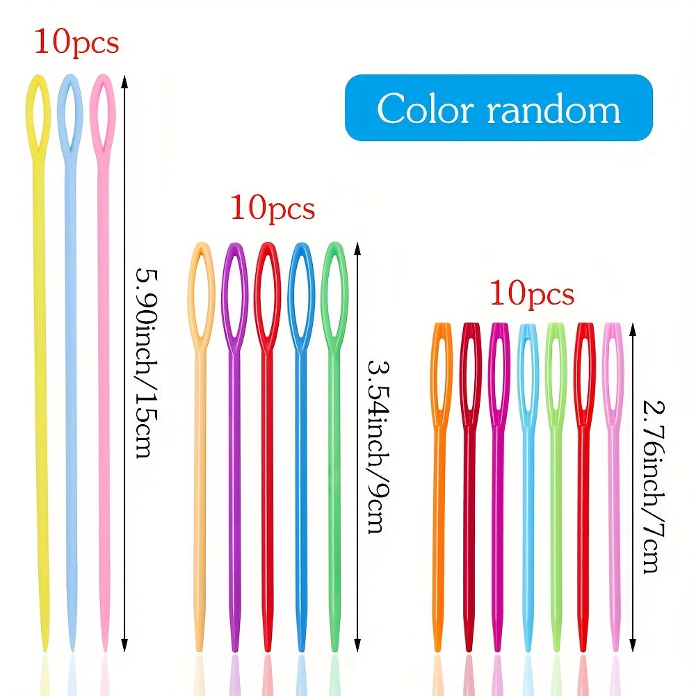 30pcs Large Eye Plastic Needles 6 8 14 Plastic Weaving Needles Yarn Learning