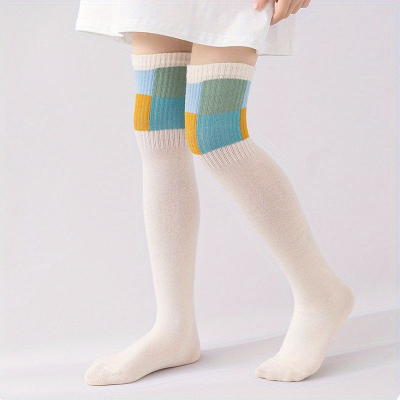 Girls Kids Knee High Socks Breathable Comfy Long Over The Knee Socks