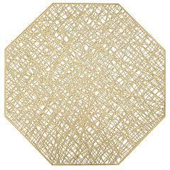 6pcs Plastic Placemats Octagonal Messy Silk PVC Non-slip Heat Insulation Mat