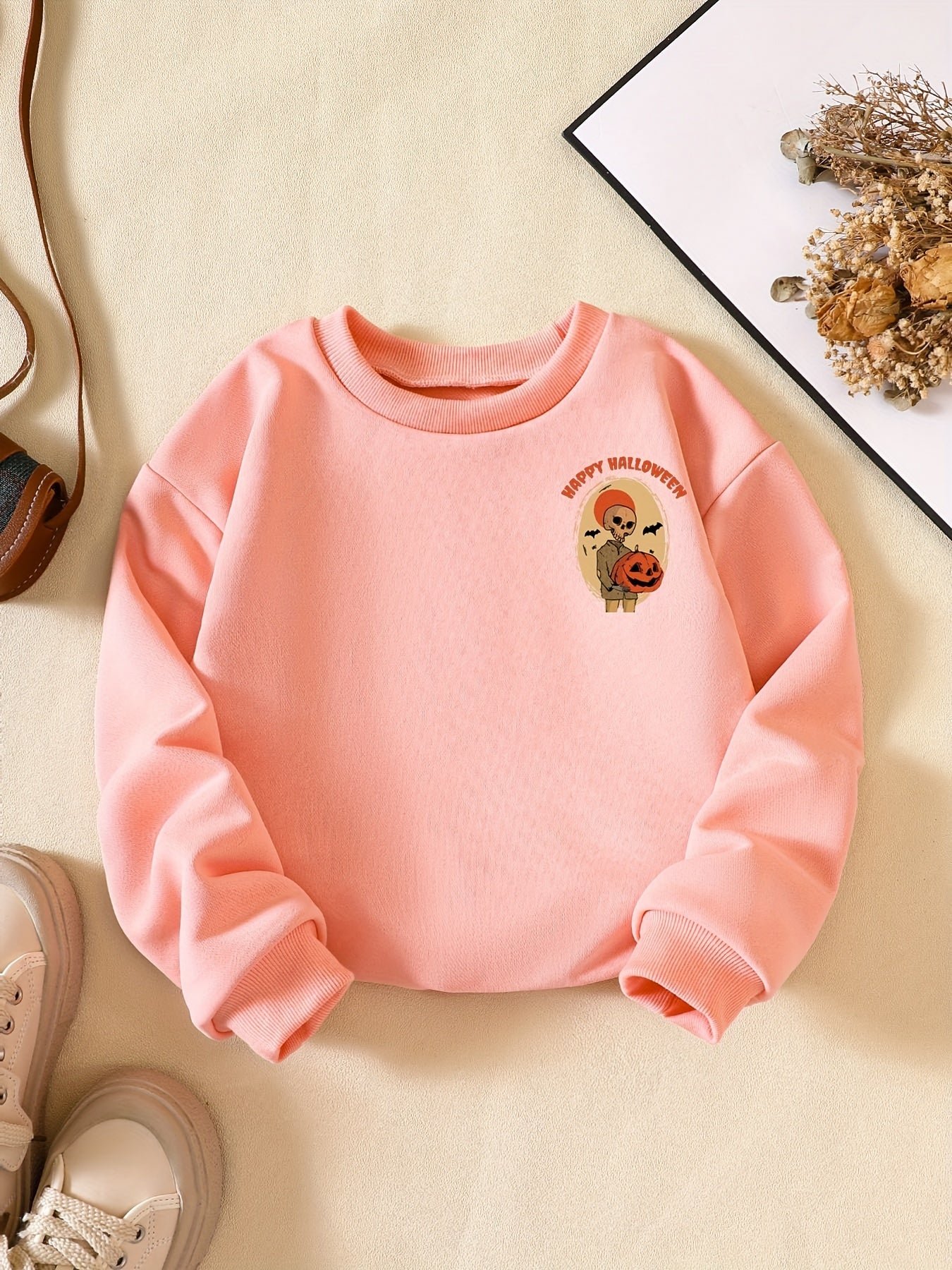Girls' Little Skeleton Halloween Graphic Casual Sweatshirt