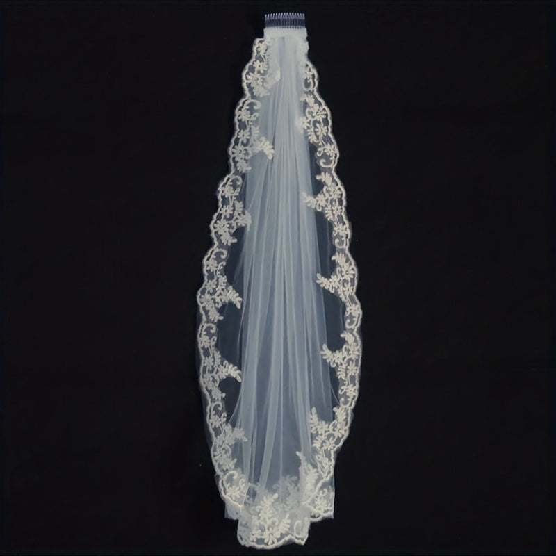 Lace Edge Bridal Veil With Comb Wedding Hair Accessories