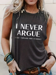 Women's Letter Print Crew Neck Tank Top