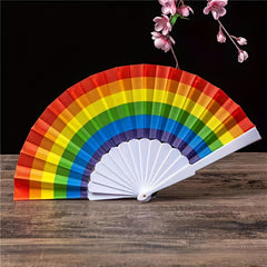 Summer Rainbow Plastic Dance Fan 17 78 Cm Cloth Folding Fan