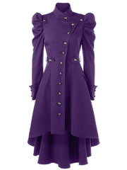 Double Breasted Belted Pea Coat Spring Mid Long Lapel Outerwear