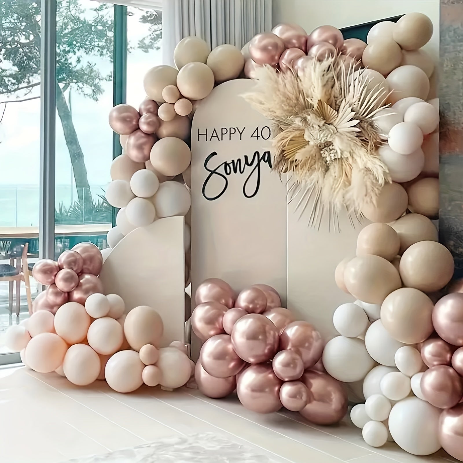144pc Retro Apricot Balloon Set for Home Decoration